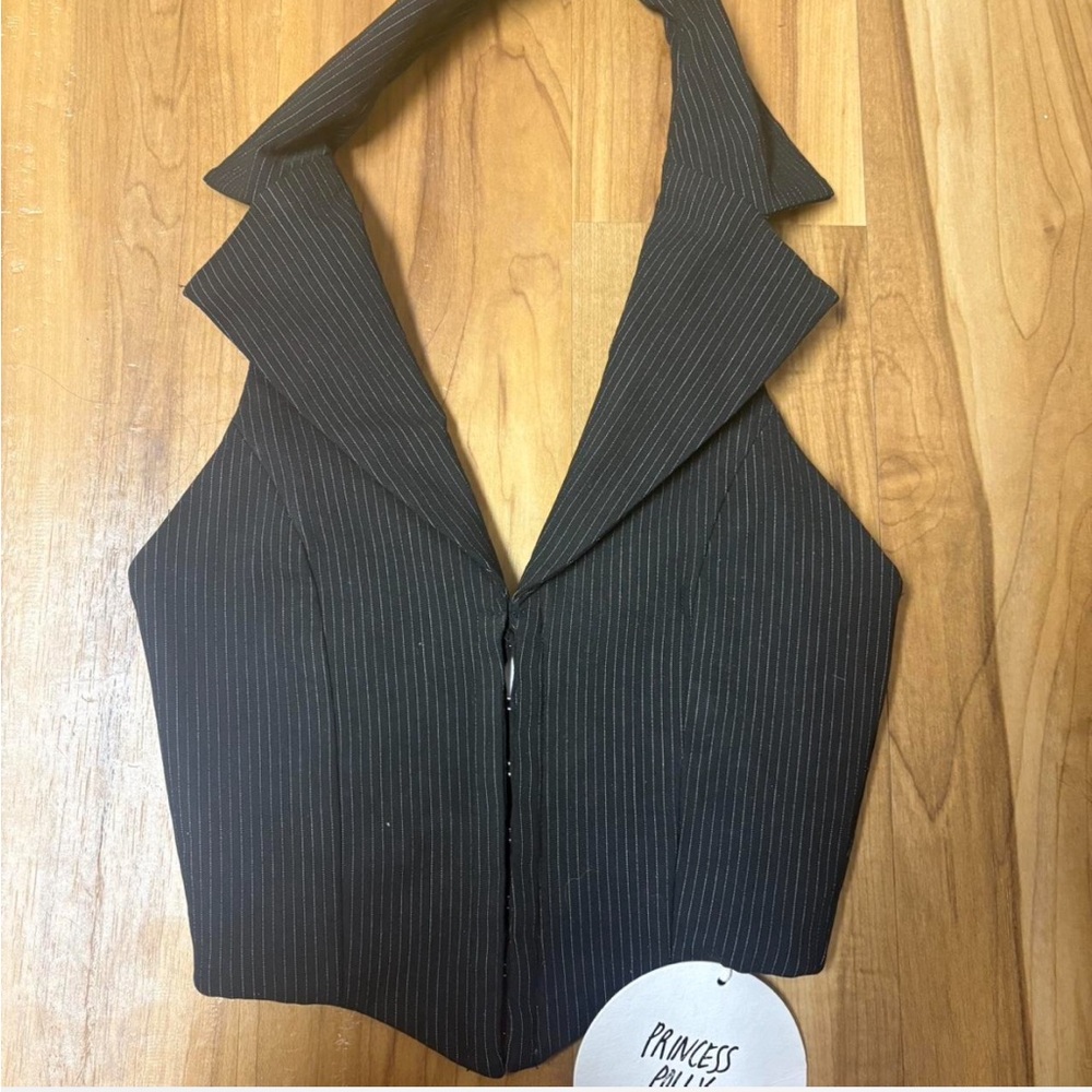Princess Polly Black Pinstripe vest
